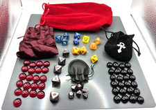 Polyhedral Dice And Glass Gem bundle With Bag...