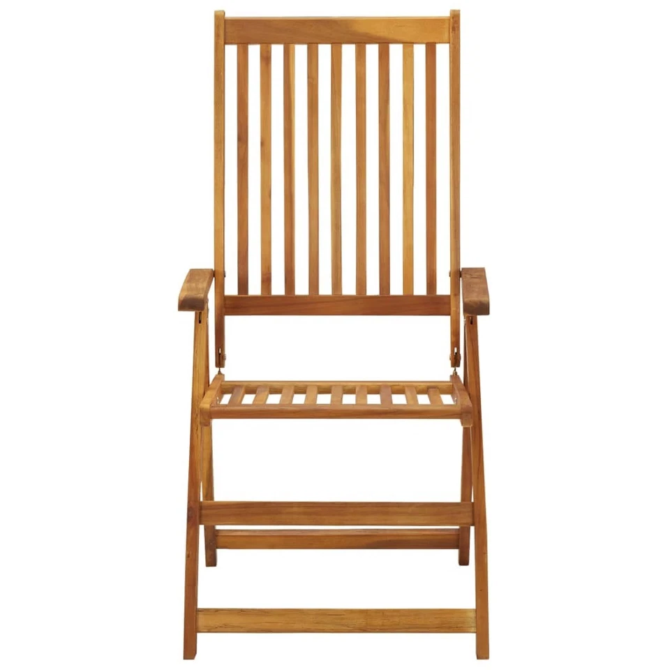 Garden Chair Set of 4 Natural Wood Solid Acacia Wood Medium - Image 4 of 4