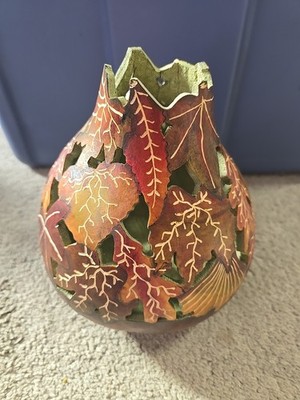Native American Handmade Gourd Art. Fall Leaves With Beautiful Veining. Stunning