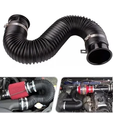 Universal 3in Flexible Car Cold Air Intake Hose Filter Pipe Telescopic Tube Kit