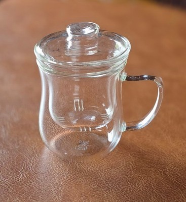 CNGLASS Glass Tea Infuser Loose Leag 10 oz Tea Cup Mug ''Just a Leaf''