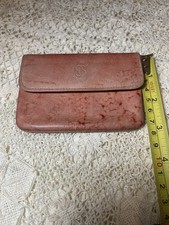 Vintage Button Burgundy Leather KISS Lock Coin Purse W/ Credit Card Pocket 4.5