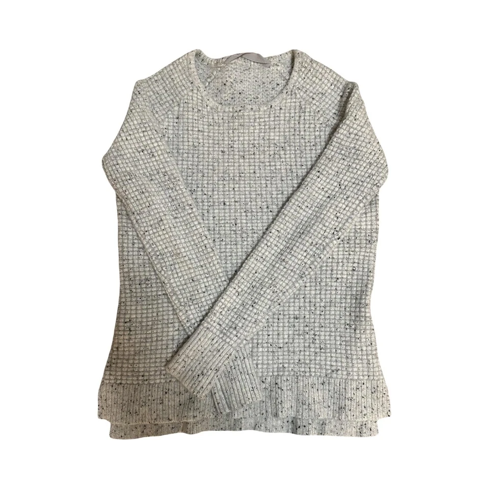 Suéter Athleta Para Mujer XS Gris Mezcla Cachemira Tejido Waffle Raglán Cuello Redondo Suave Foto 3 de 4