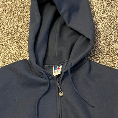Vintage Russell Athletic Full Zip Hoodie Men 2XL Blue Made In USA