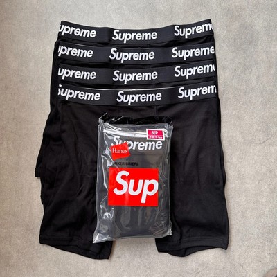 Supreme Hanes Men's Boxer Briefs 4 Pack Cotton Underwear Black
