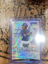 2019 Leaf Metal Draft CJ Abrams Top Picks Rookie On-card Auto Purple Wave 14/15!