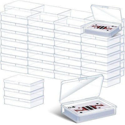 Playing Card Box Clear Plastic Playing Card Deck Case Snap Closed Holder Stor...