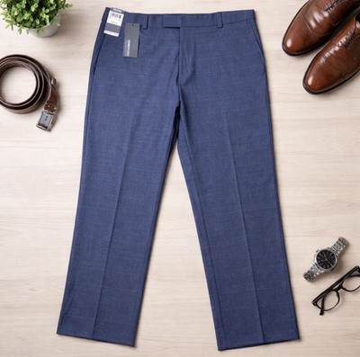 NEW Men's Kenneth Cole Reaction Flat Front Smooth Sailing Pants Blue 34W X 32L