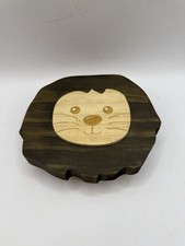 Wooden Lion Shape Baby Tooth Box Organizer