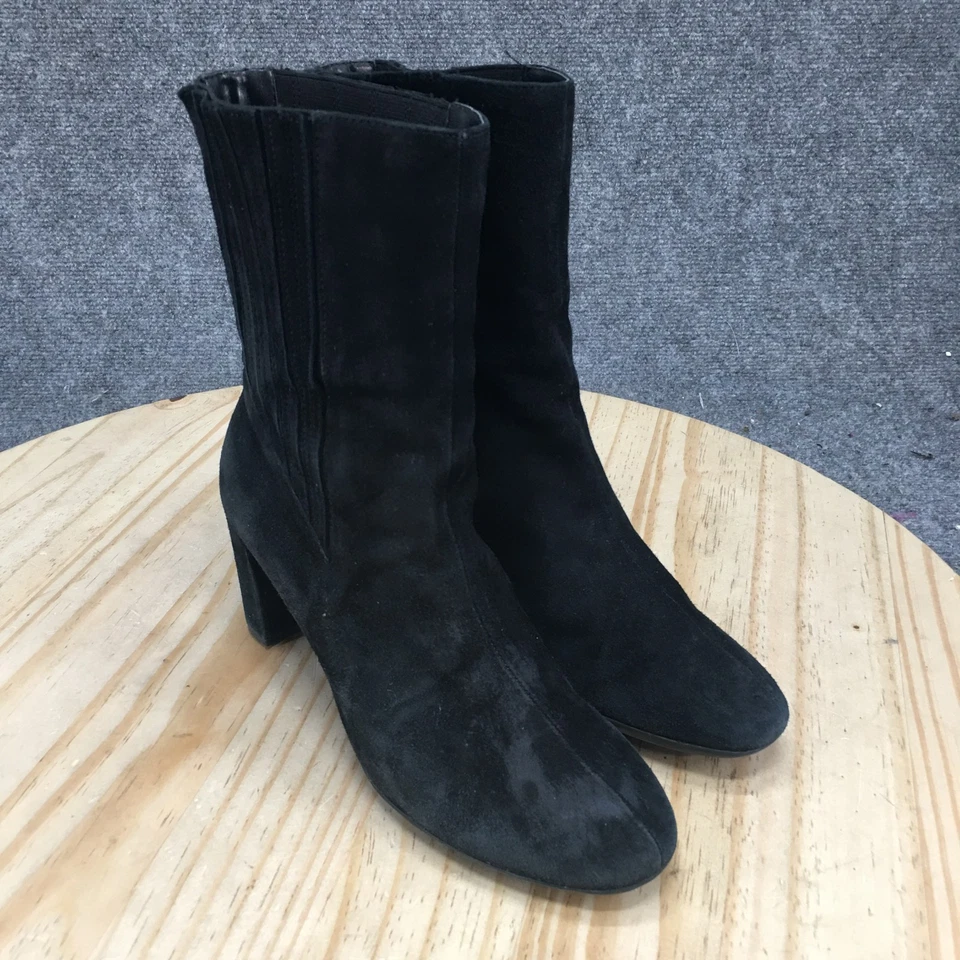 Aerosoles Boots Womens 6 Fifth Ave Casual Ankle Bootie Black Suede Block Heels - Image 3 of 4