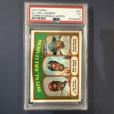 1972 TOPPS W.STARGELL/H.AARON/L.MAY #89 NL HOME RUN LEADERS PSA 5