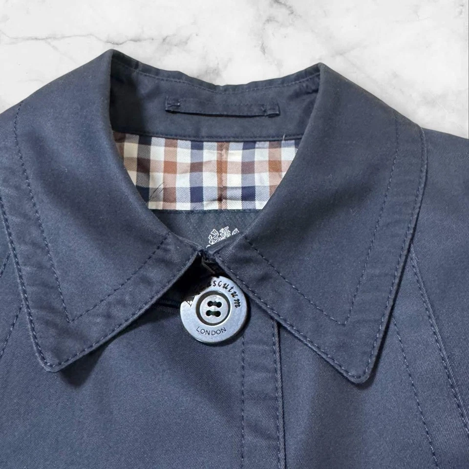 Abrigo Aquascutum Balmacaan Azul Marino Auténtico Ajuste Asiático L EE. UU. Talla M Algodón Para Hombre Usado Foto 4 de 4