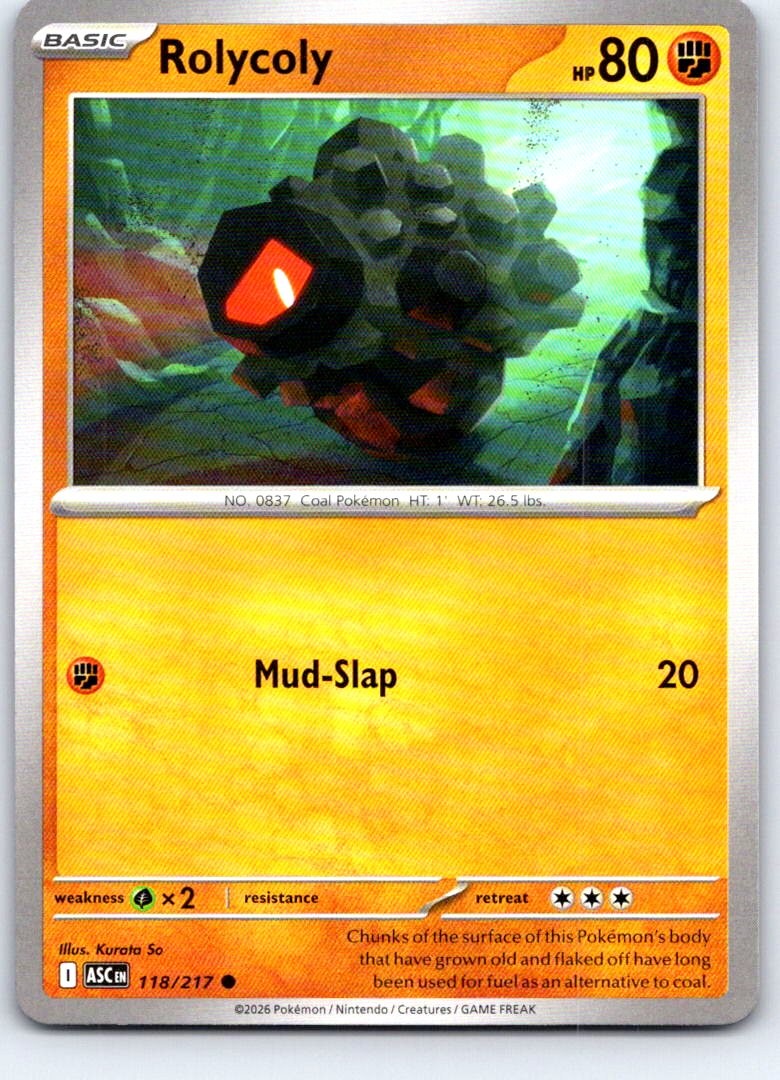 Rolycoly 118/217 Common Ascended Heroes Pokemon Near Mint