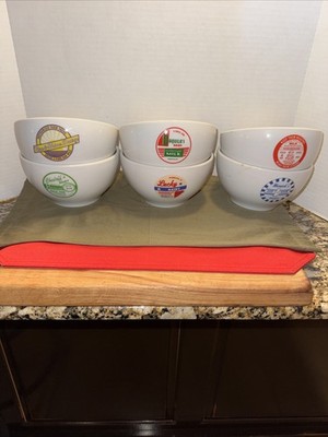 RETIRED Pottery Barn Dairy Milk Advertisement Cereal Bowls - Complete Set of 6