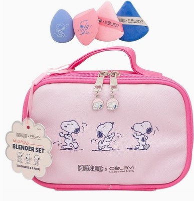 Peanuts Snoopy pinke Kosmetiktasche mit Makeup Schwamm Blender+Puff