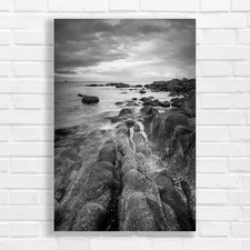 Image of Golden Rocks and Sunset Black White Canvas Print Large Picture Wall Art