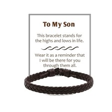 To My Son Bracelet from Dad Mom Braided Bracelets Leather Bracelet for Men A