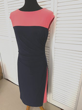 Chaps Colorblock Midi Dress Women's Size M Navy & Coral