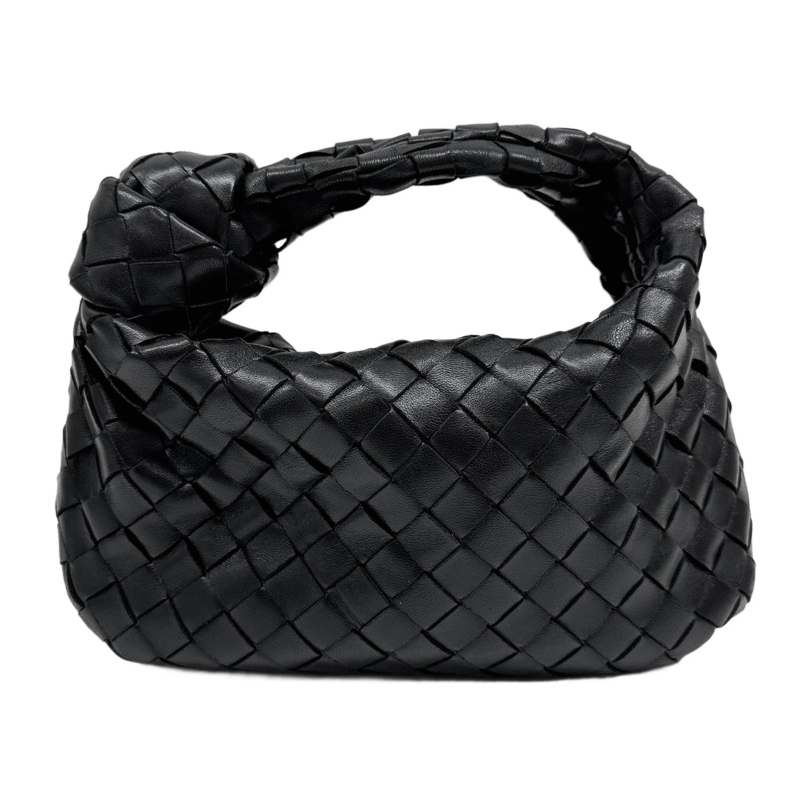 BOTTEGA VENETA Mini Jodie Intrecciato Black Leather Hand Bag