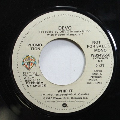 New Wave Pop Promo 45 Devo - Whip It / Whip It On WB
