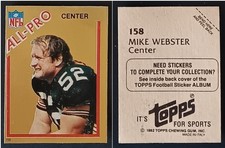 MIKE WEBSTER ALL-PRO FOIL STICKER-1982 TOPPS # 158-PITTSBURGH STEELERS C-HOF
