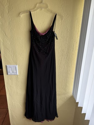 knee length dresses for ladies 1990s Vintage Black Beaded Lace Back Maxi Dress by Laundry, Shelli Segal,  Small to Medium