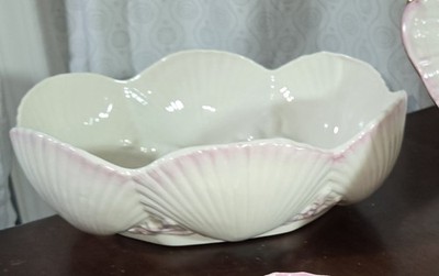 BELLEEK 10th Anniversary Show Pink Shell Centerpiece Bowl 2002  IRELAND EUC