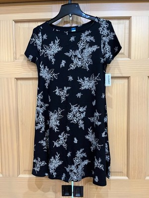 Old Navy Women's Short-Sleeve Mini Swing Dress - Black - Petite Size M