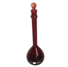 PYREX Ruby Red Kimax Glass Class A 250ml Volumetric Flask w Original Red Stopper