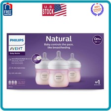 Philips Avent Natural Baby Bottle 4oz 3pk Natural Response Nipple Pink SCY900/13