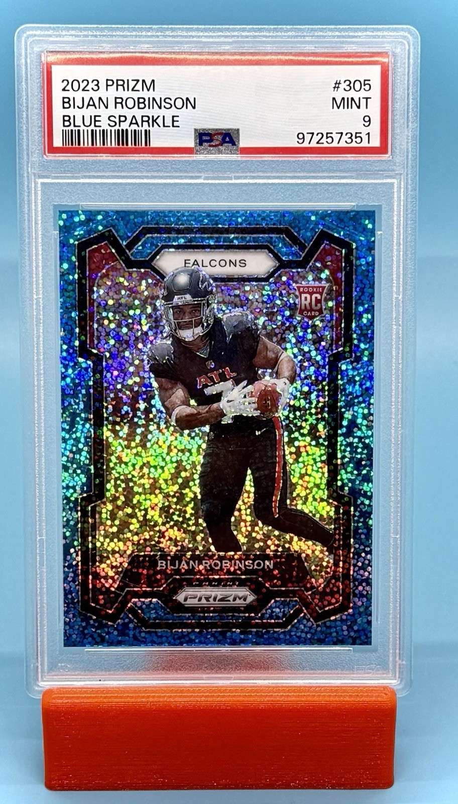 2023 Prizm Bijan Robinson #305 Blue Sparkle /96 PSA 9 RC