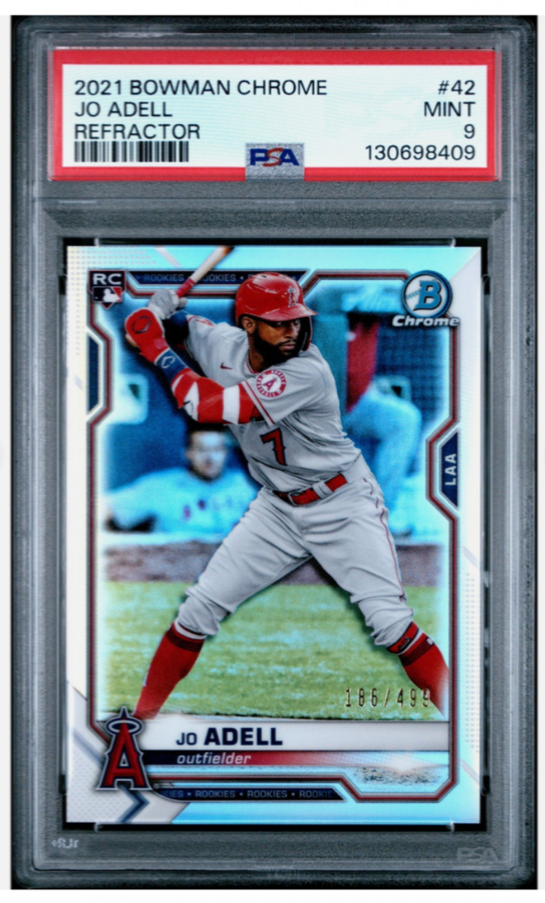 2021 BOWMAN CHROME REFRACTOR #42 JO ADELL ROOKIE RC 186/499 PSA 9