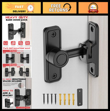 Heavy Duty 90  Gate Latch, Anti-Theft Barn Door Lock for Fence, Garden, Garage -