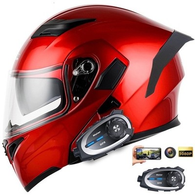 Bluetooth Motorcycle Helmet With Camera Recorder  Intercom Helmet Dot Approved