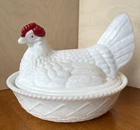 Milk Glass Hen On Nest Red Comb Westmoreland VTG Large HON 7 1/2” Lovely!