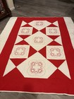 Quilt Homemade Queen Size 89’’x100’’ Red Hearts Pattern Cotton Hand Stitched — photo 1