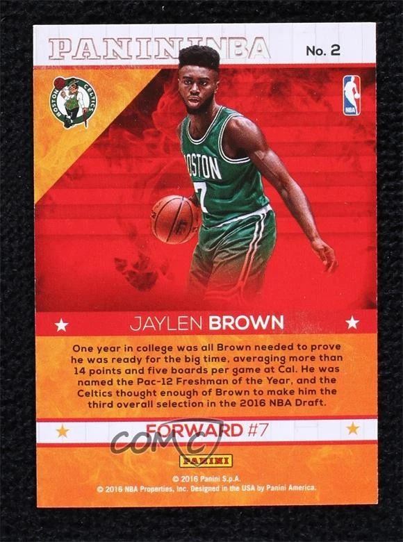 2016 Panini NBA (International) Rookies Hot Signatures Facsimile Jaylen Brown RC - Image 2 of 2
