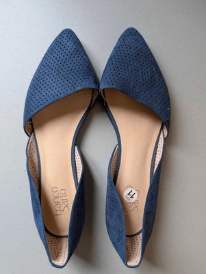 Franco Sarto Womens Pointed Toe Perforated D'Orsay Flats Navy Blue Size 11 NWOT