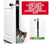 Cat Door Holder Latch Bright White Flex Strap Keeps Dogs Out Lets Cats In Easy