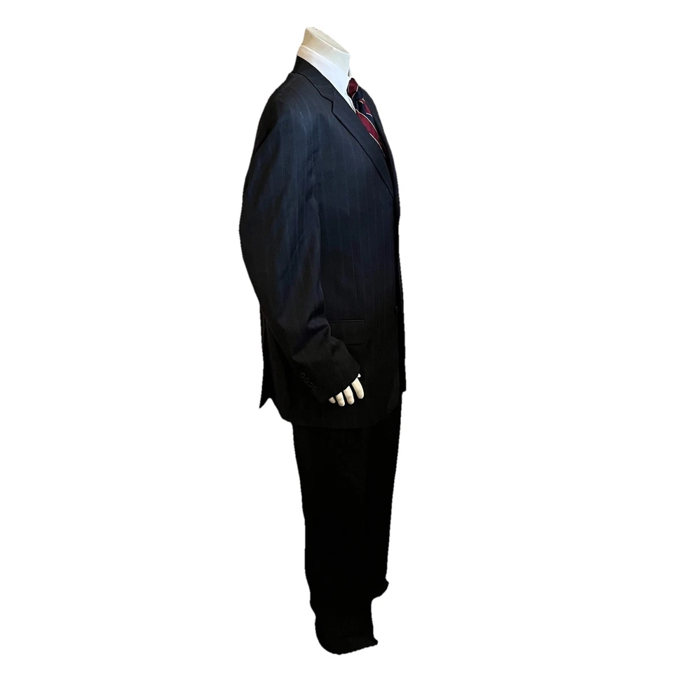 Traje Giorgio Cosani Para Hombres 2 piezas 46L 40x32 Super 140s Lana A Mano A Rayas Foto 4 de 4