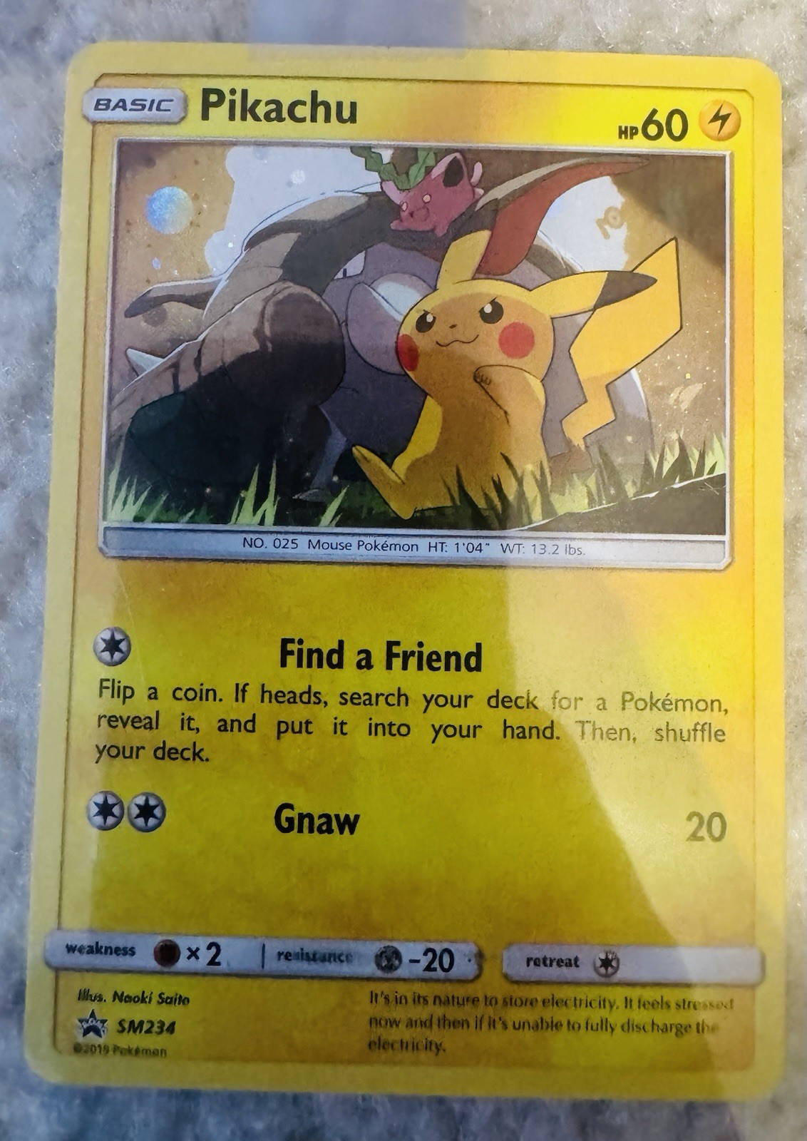 Pikachu SM234 SM Holo Black Star Promo Pokemon TCG Card (English) HP 60