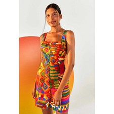 Farm Rio Summer Patches Button Front Mini Dress Size XL NWT