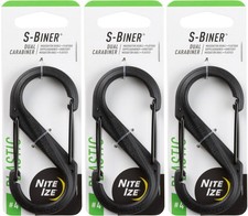 Nite Ize S-Biner Plastic Dual Carabiner 4 - Black 3-Pack