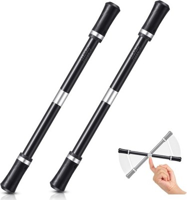 2 Pieces Spinning Pen Rolling Finger Rotating Gaming Trick Pen Mod Black Silver