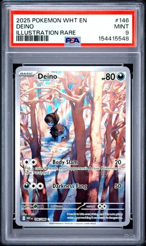 2025 POKEMON WHT EN-WHITE FLARE ILLUSTRATION RARE #146 DEINO PSA 9