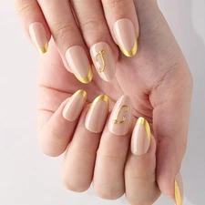 evpct Initial Letter French Tips Press On Nails Short Almond for Women Gift, ...