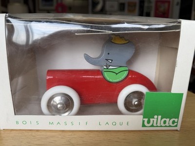 「ぞうのババール」木製ミニカー（vilac社）フランス製　アンティークトイ Vintage Babar The Elephant Toy Wooden Car Made in France, Vilac