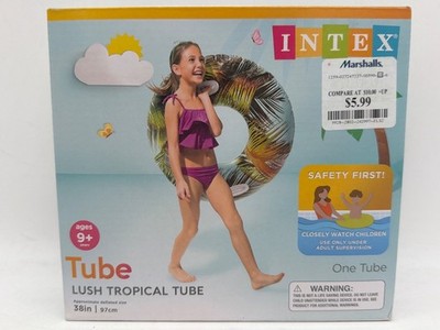 Intex Lush Tropical Inflatable Tube 38'' For Ages 9+ Palm Leaf Design Durable Han