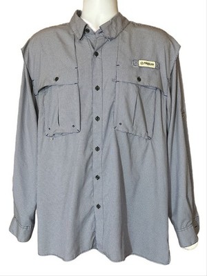 Magellan Outdoors Men's Aransas Pass Mini Check Long Sleeve Fishing Shirt Blue L