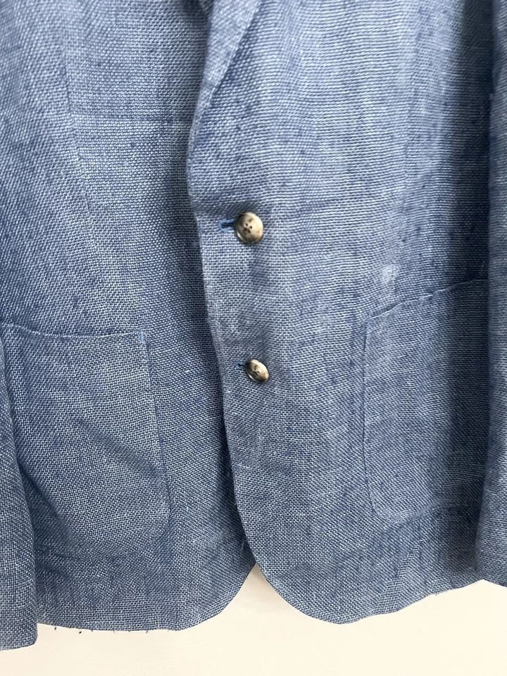 Blazer Rodd & Gunn Talla XL Calce Deportivo Azul Lino Lana Italia Solbiati Foto 2 de 4
